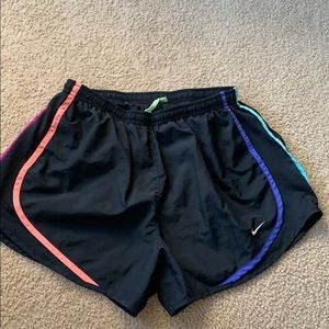Black Nike Athletic Shorts with Rainbow Detailing